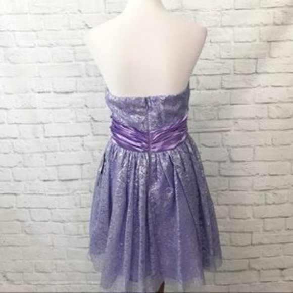 As U Wish Lavender Lace Strapless Dress Size 7 - Picture 3 of 6